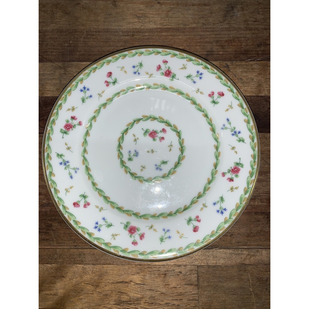 Bernardaud Limoges Green Pink Cup and Saucer Bread Trio Artois - Picture 5 of 6